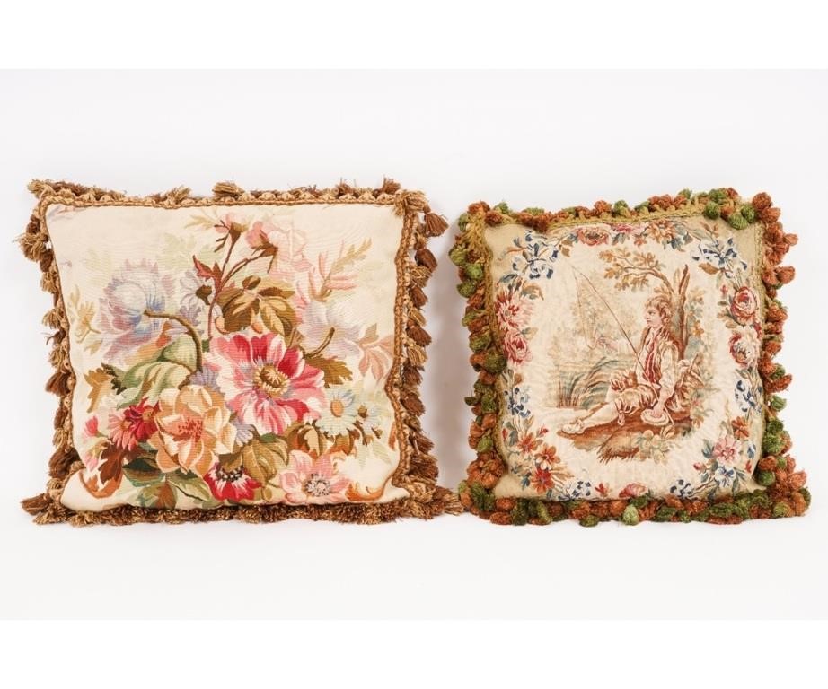 Two large French Aubusson pillows