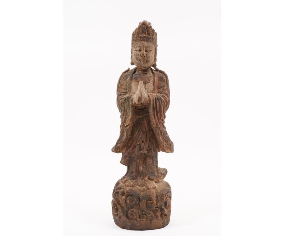 Chinese wood carved standing Buddha 2eb7f0