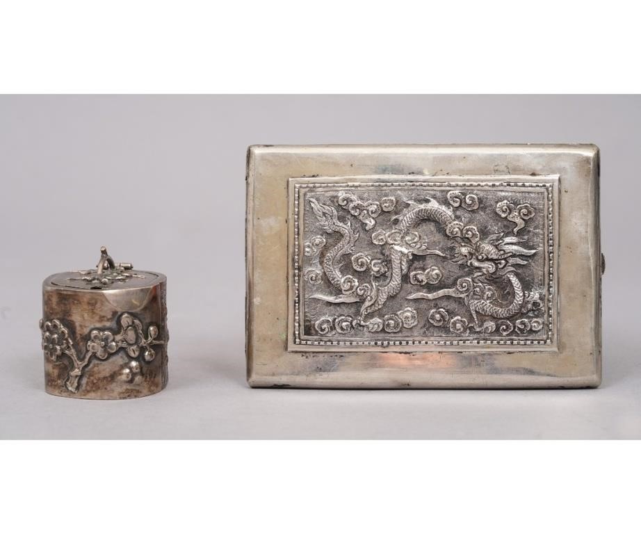 Chinese silver cigarette case inscribed