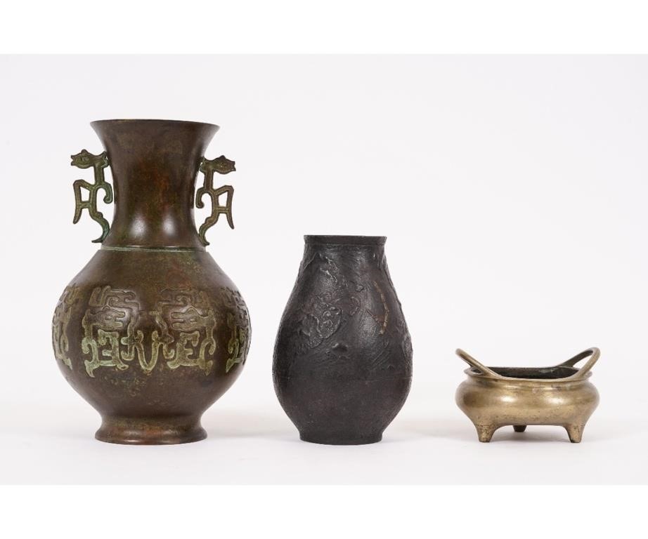 Two Asian bronze vases, probably