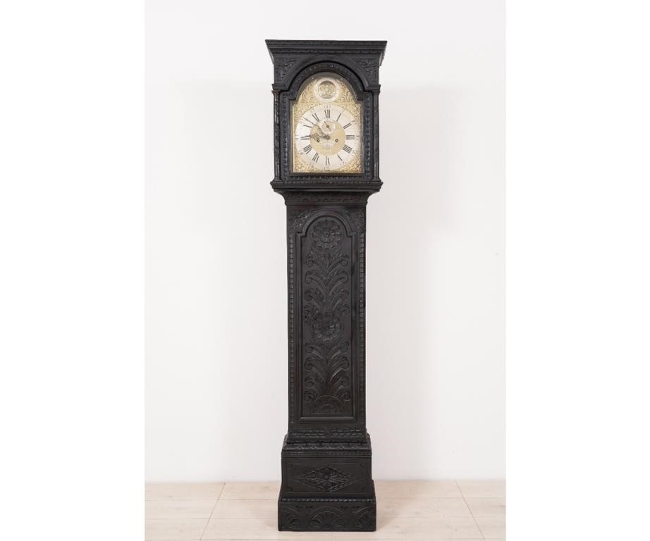 English tall case clock with ebonized