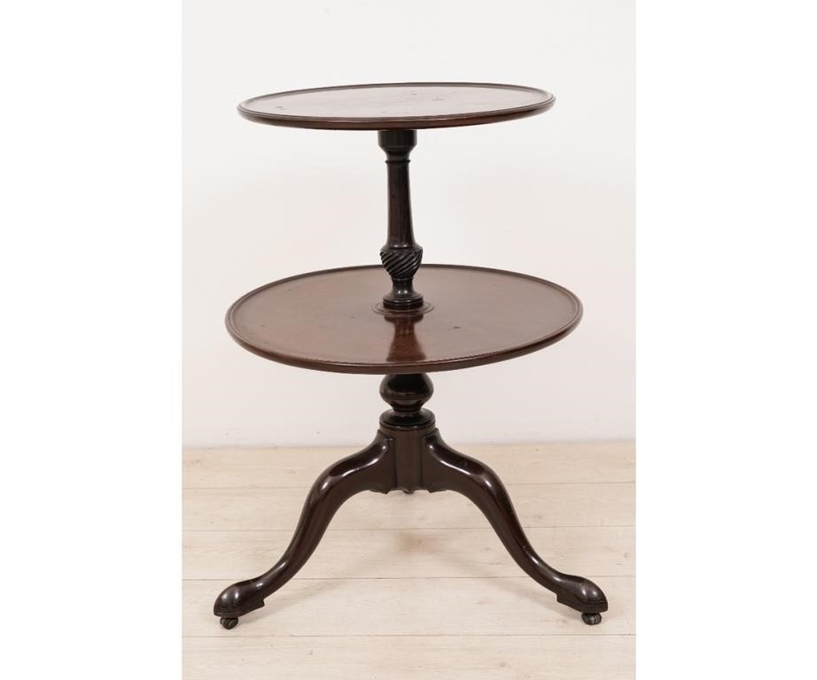 English mahogany two-tier, dish