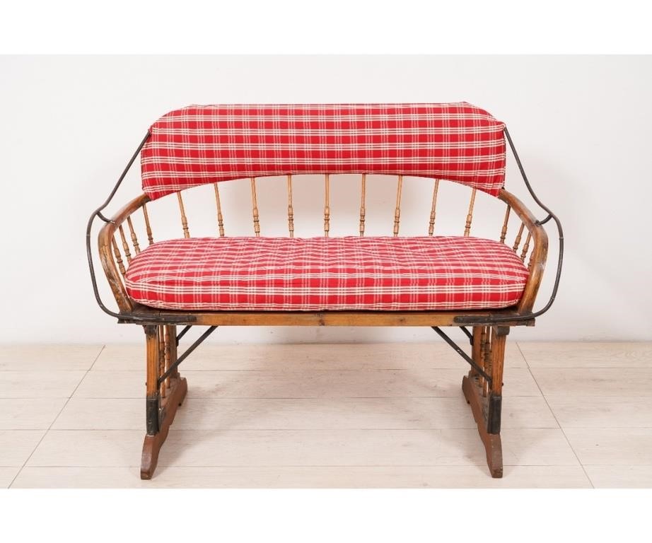 Oak buggy seat, 19th c., with wrought