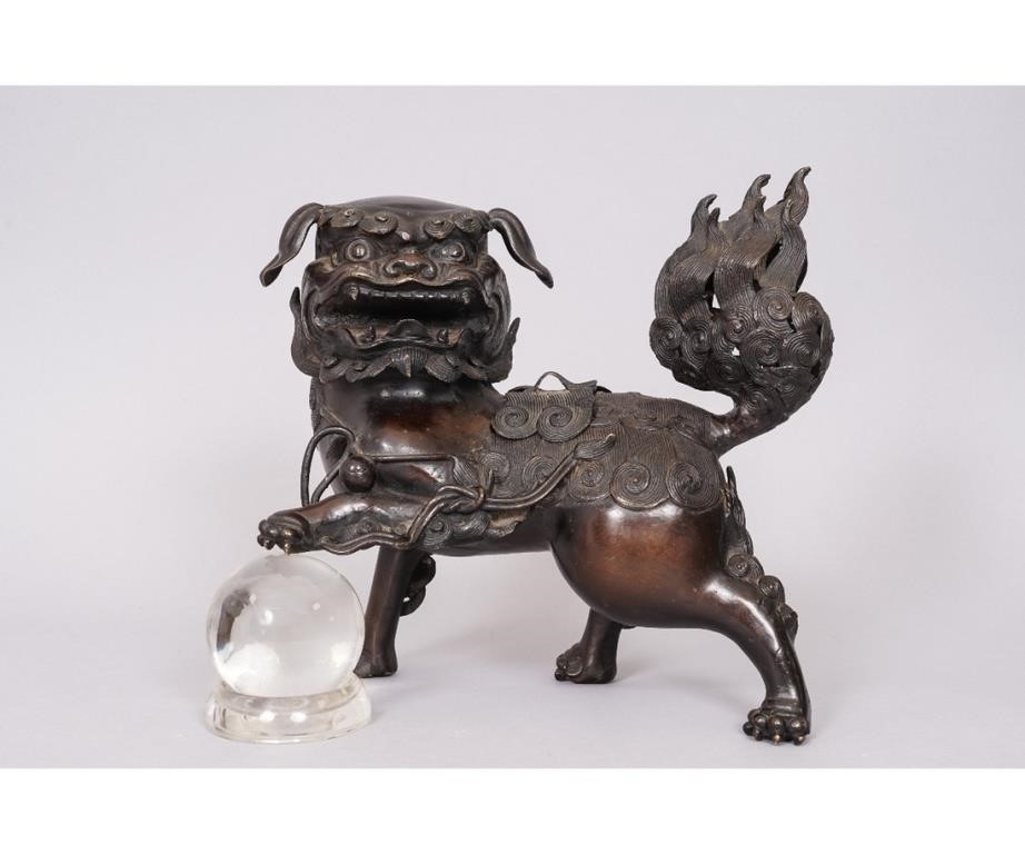 Chinese bronze Foo Dog censer, 19th