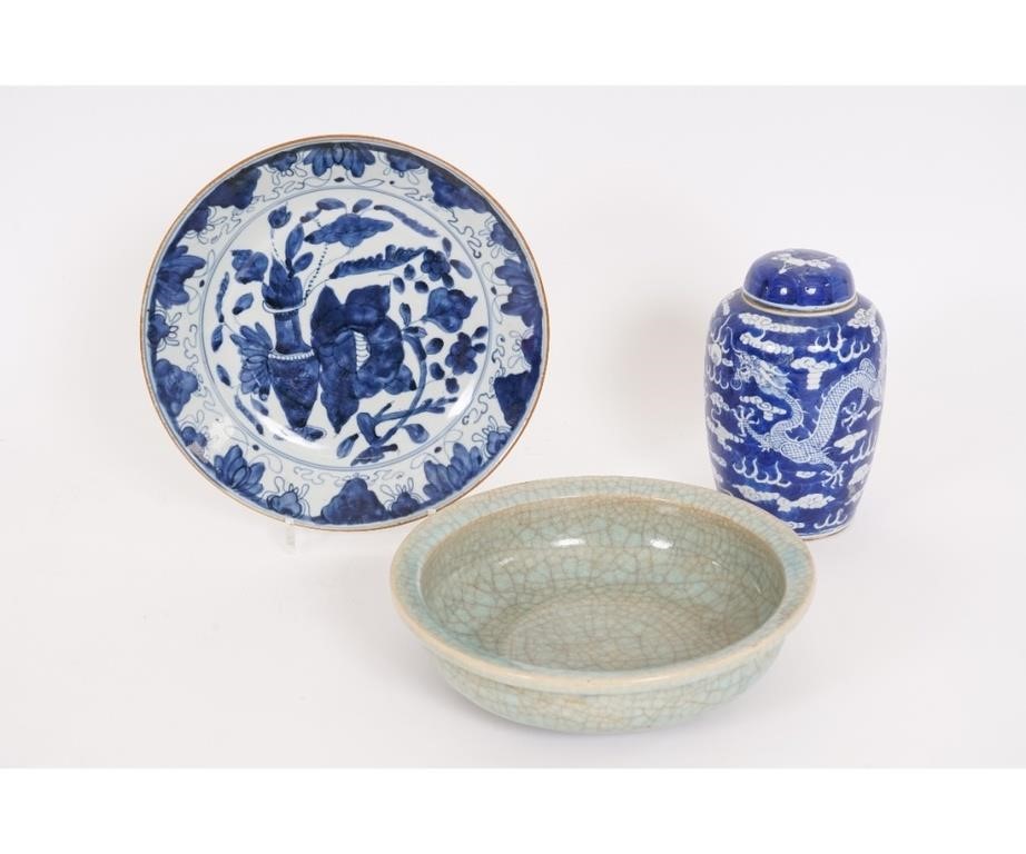Chinese green/blue porcelain crackleware