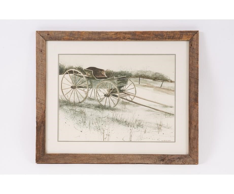 Framed and matted watercolor of