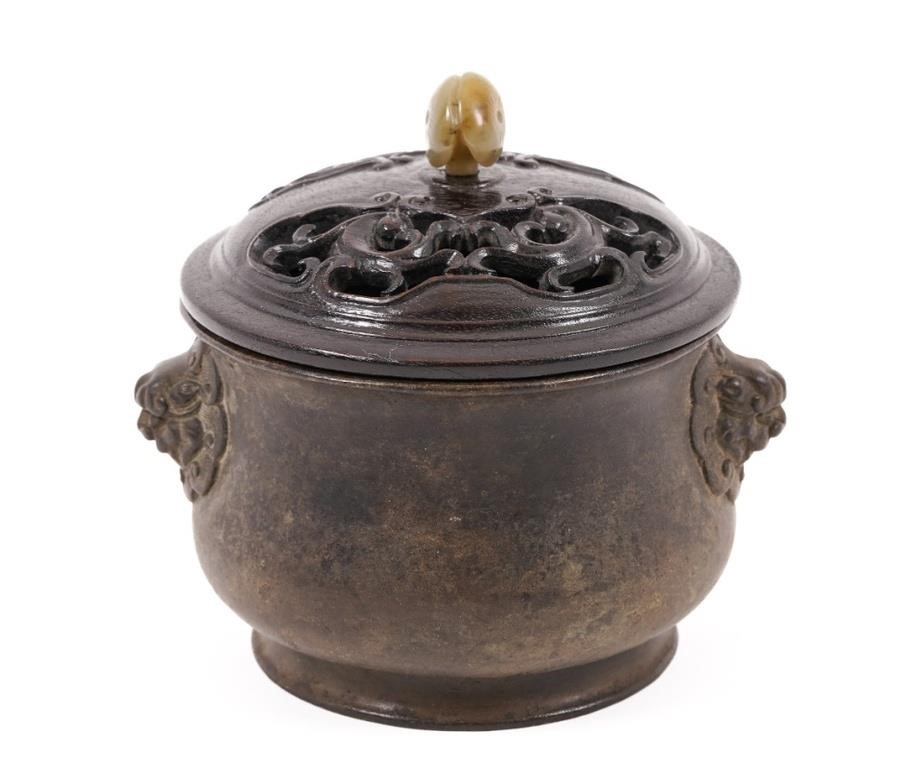Chinese bronze censer, 19th c., with