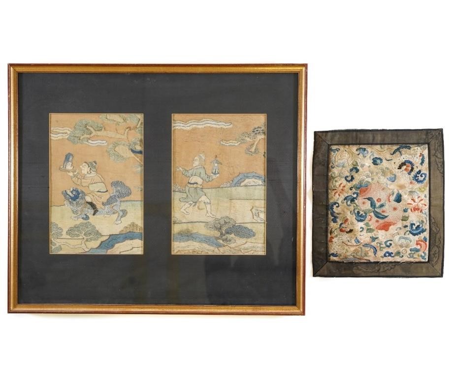 Framed and matted Chinese silkwork