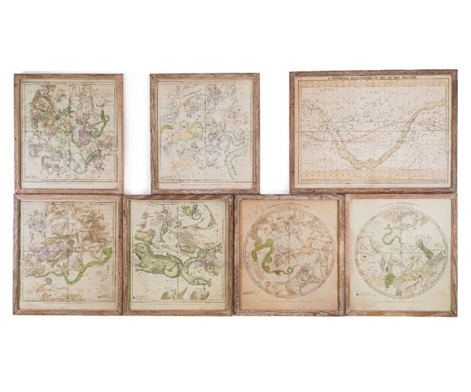 Seven hand colored celestial maps