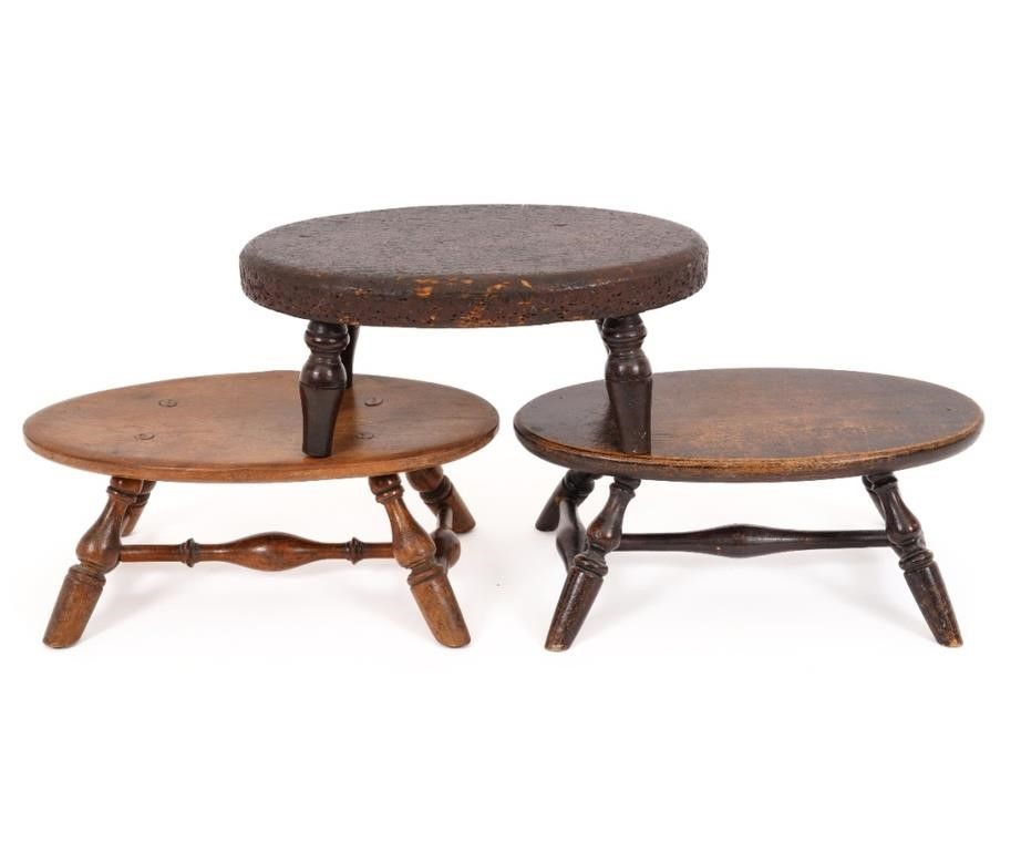 Two oval maple foot stools; together