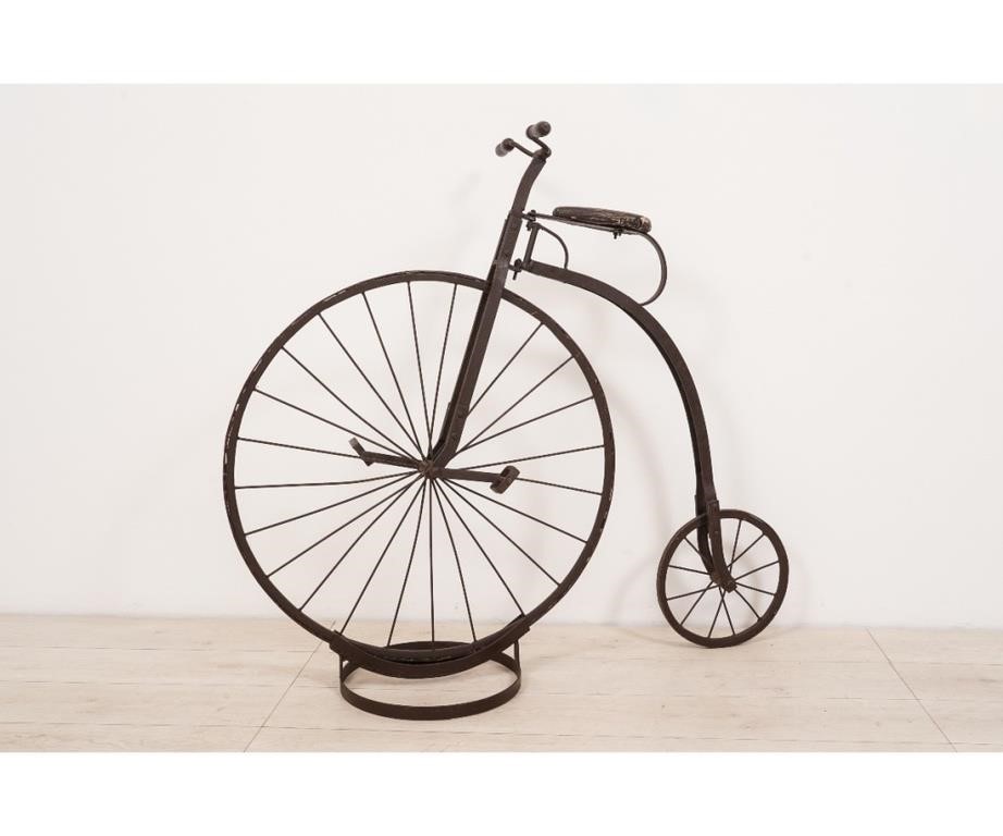 Childs wrought iron penny farthing,