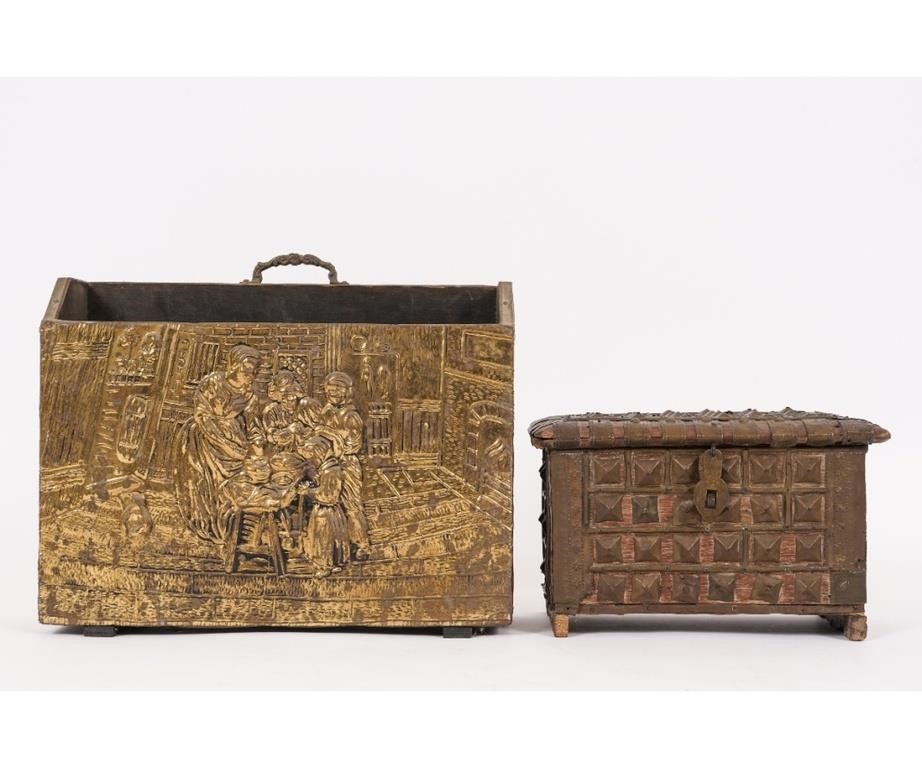 Portuguese brass bound money box,
