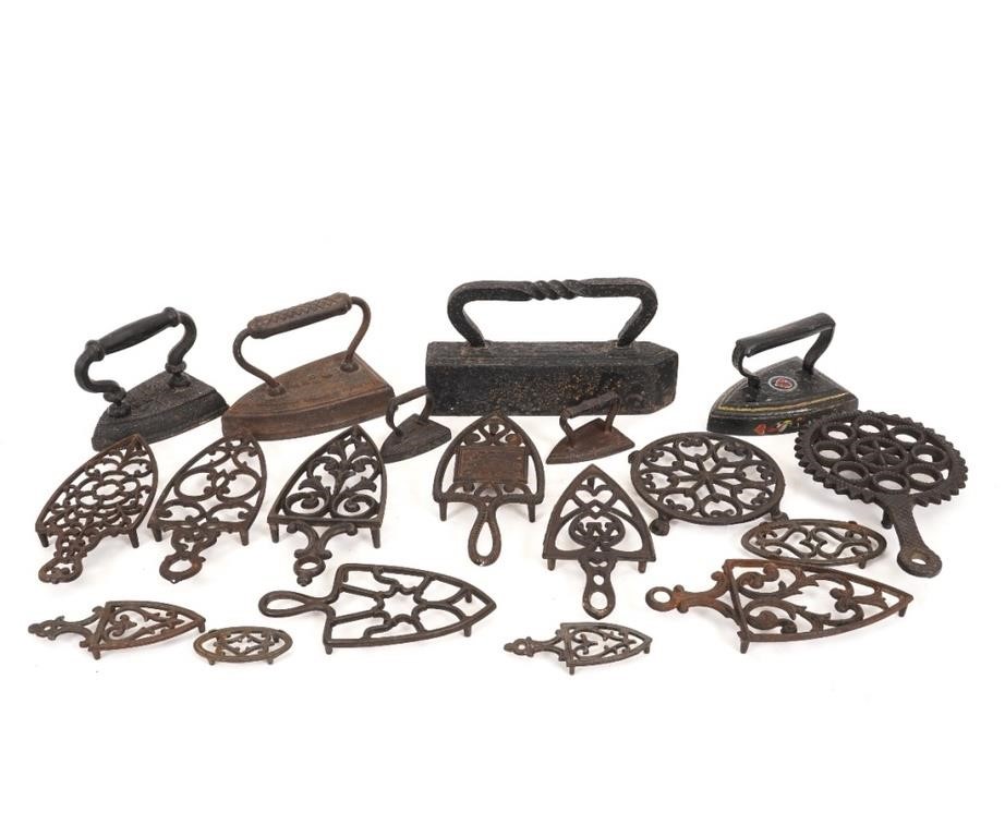 Cast iron irons and trivets, 19th