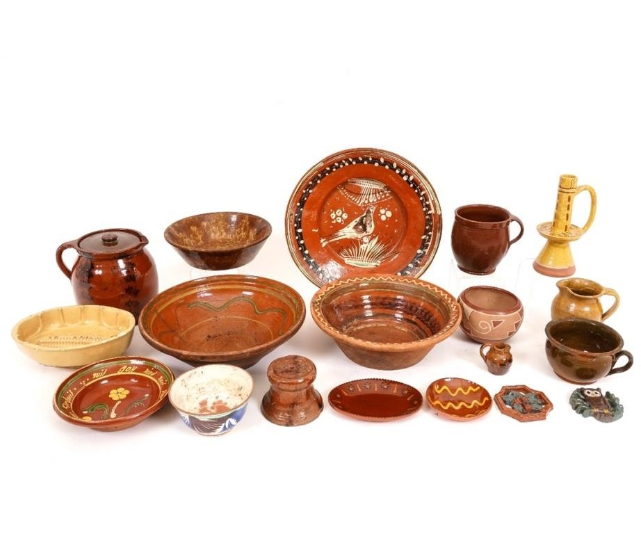 Redware pottery to include a bean