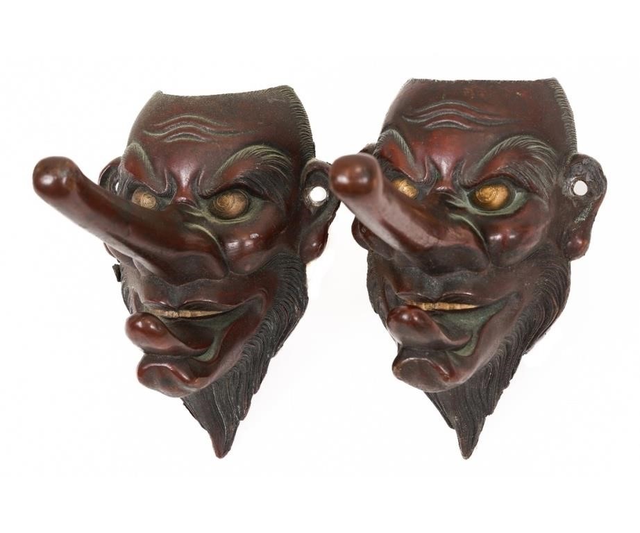 Two Japanese Tengu masks made of