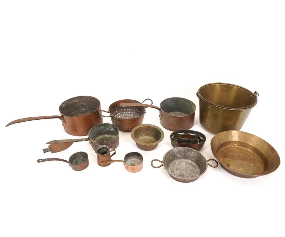 Grouping of brass and copper items,