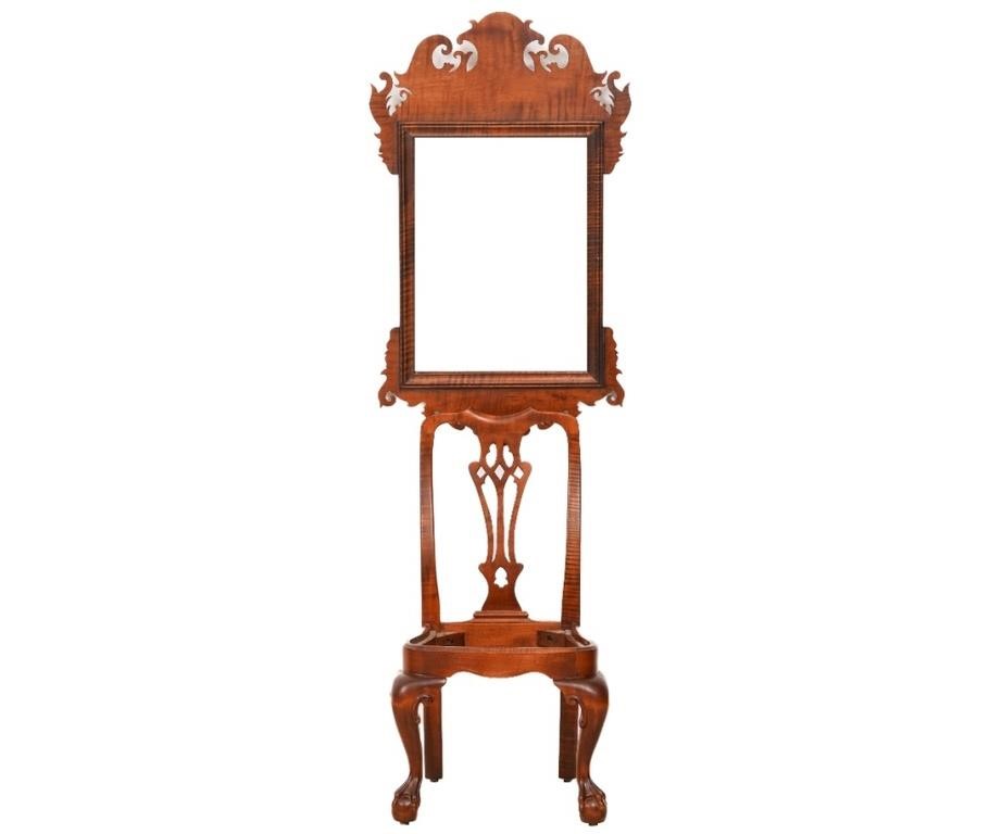 Chippendale style tiger maple mirror,