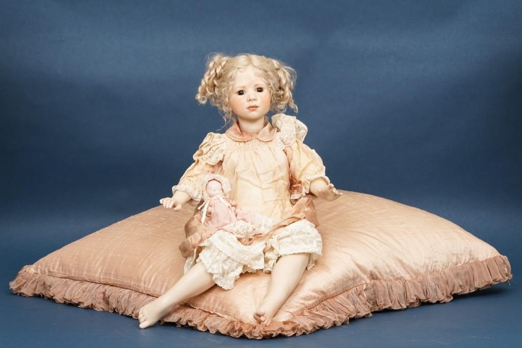 Wax over porcelain art doll "Resli"