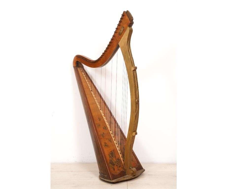 Irish style 19th c harp with mixed 2eba08