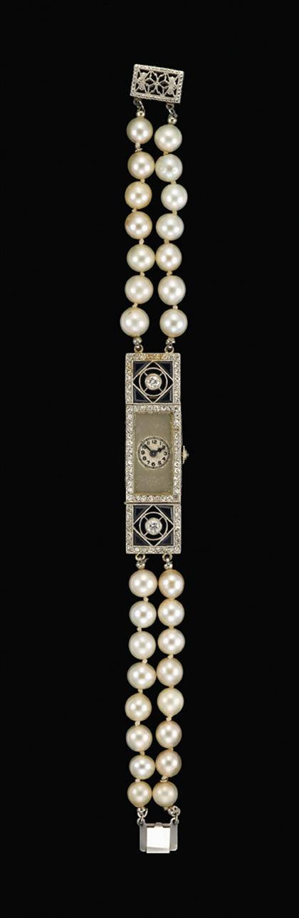 Lady s platinum diamond and enamel 4ac3a