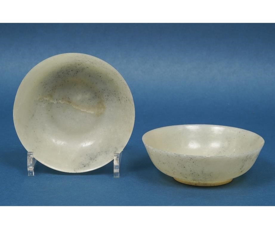 Pair of Chinese white jade bowls,