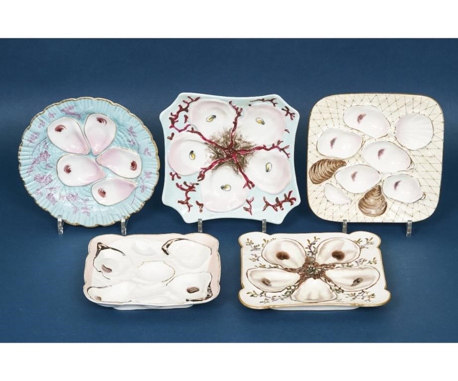 Five oyster plates, late 19th c.,