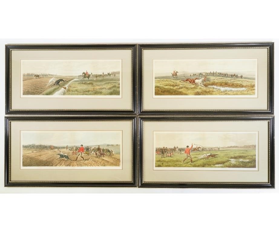 Set of four framed and matted Coursing