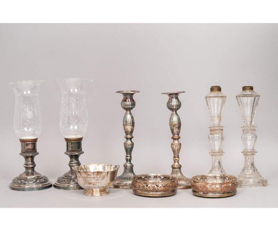 Pair of Sheffield Adams style candlesticks;