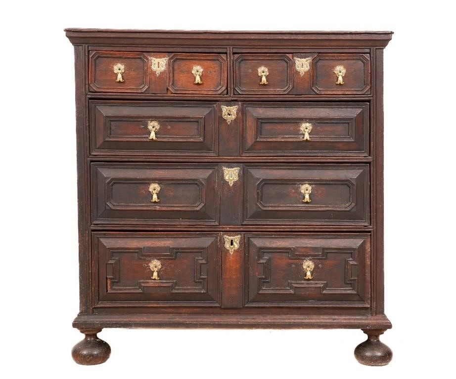 English William & Mary oak chest