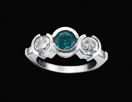 Platinum emerald and diamond ring 4ac44