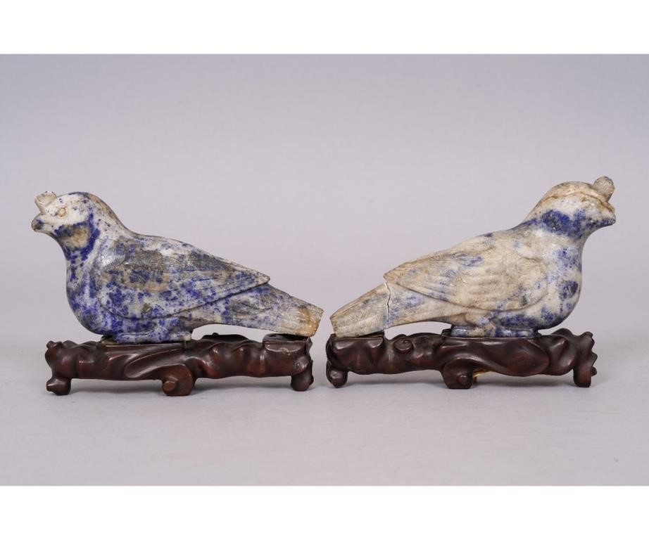 Pair of Chinese lapis lazuli carved