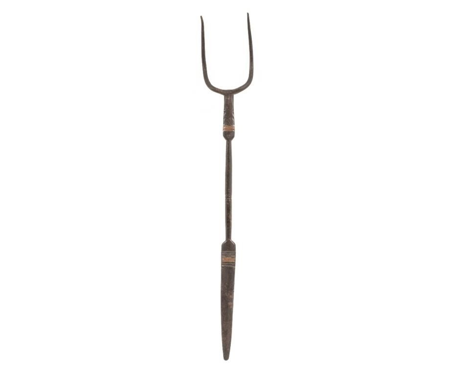 Early wrought iron spit fork with