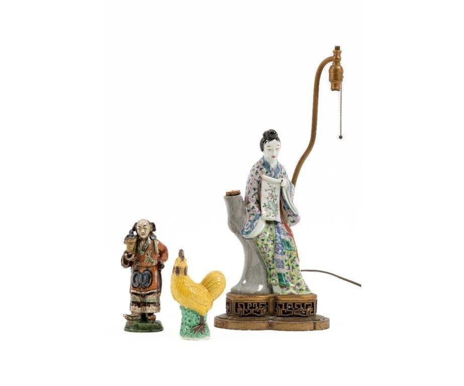 Chinese porcelain figural lamp;