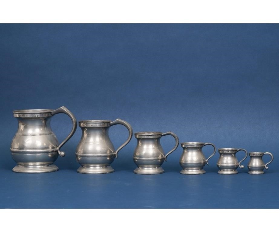 Six English pewter measures 19th 2ebae6