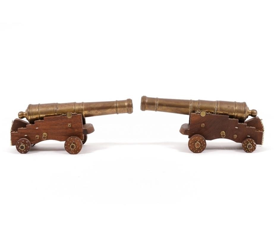 Pair of brass naval cannons, 20th c.,
