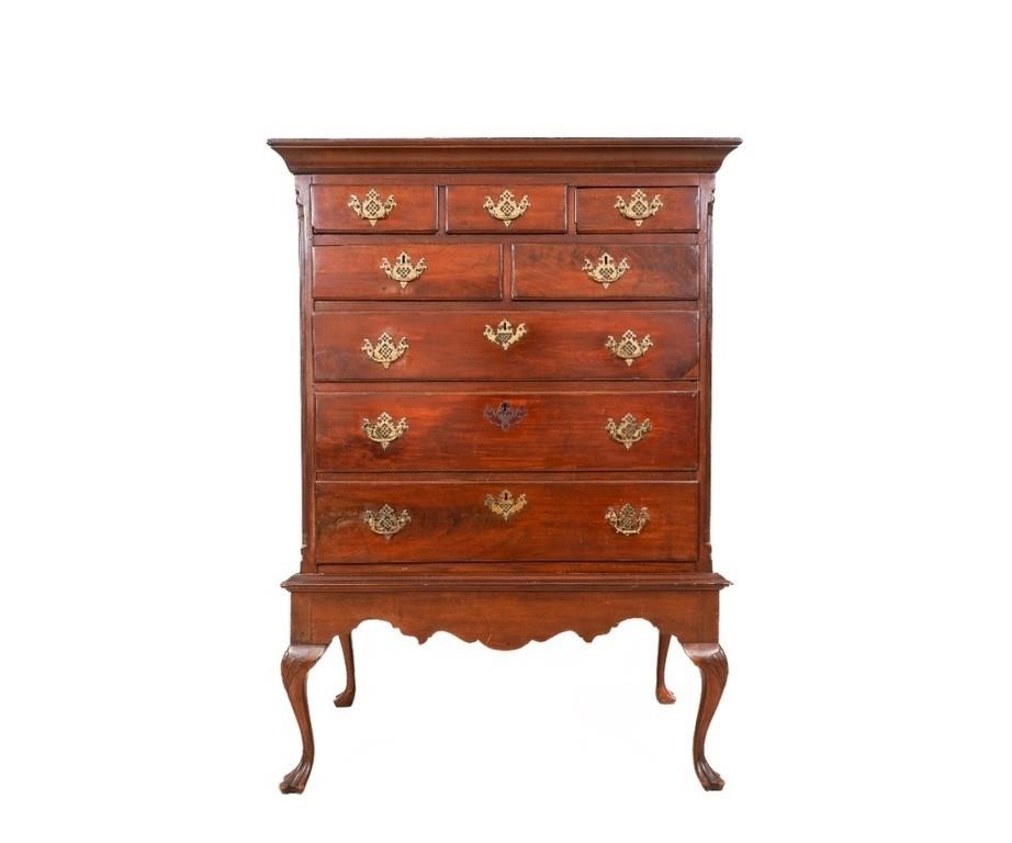 Queen Anne mahogany chest on frame,
