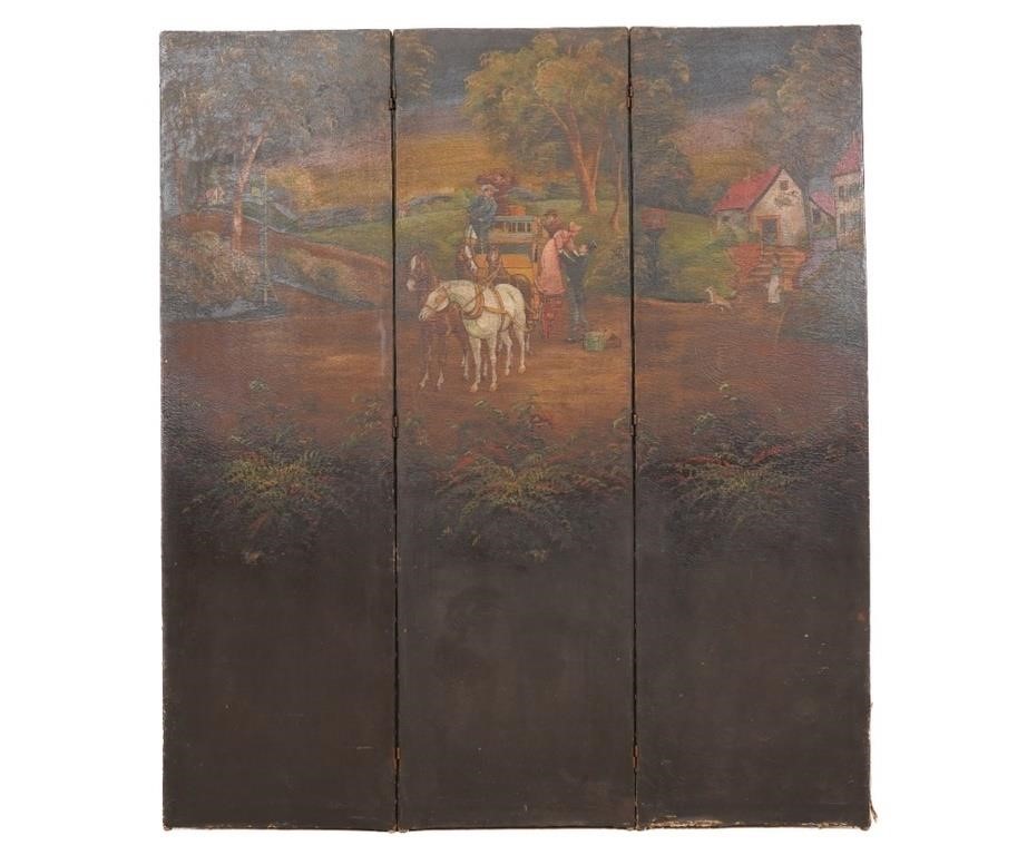 Painted four panel screen depicting 2ebb09