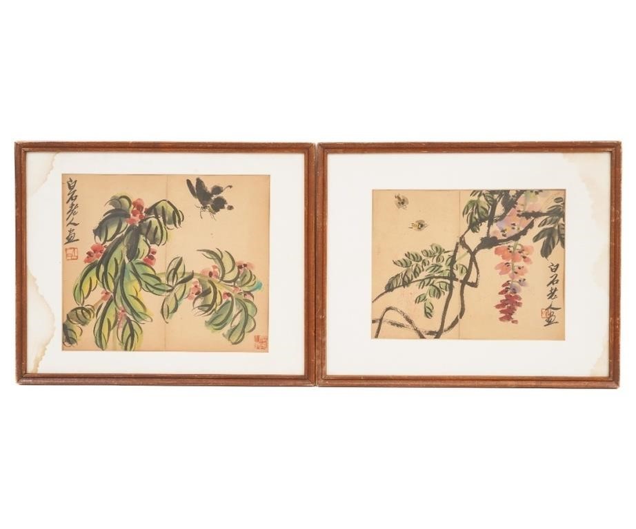 Pair of Chinese paintings of flowers 2ebb16