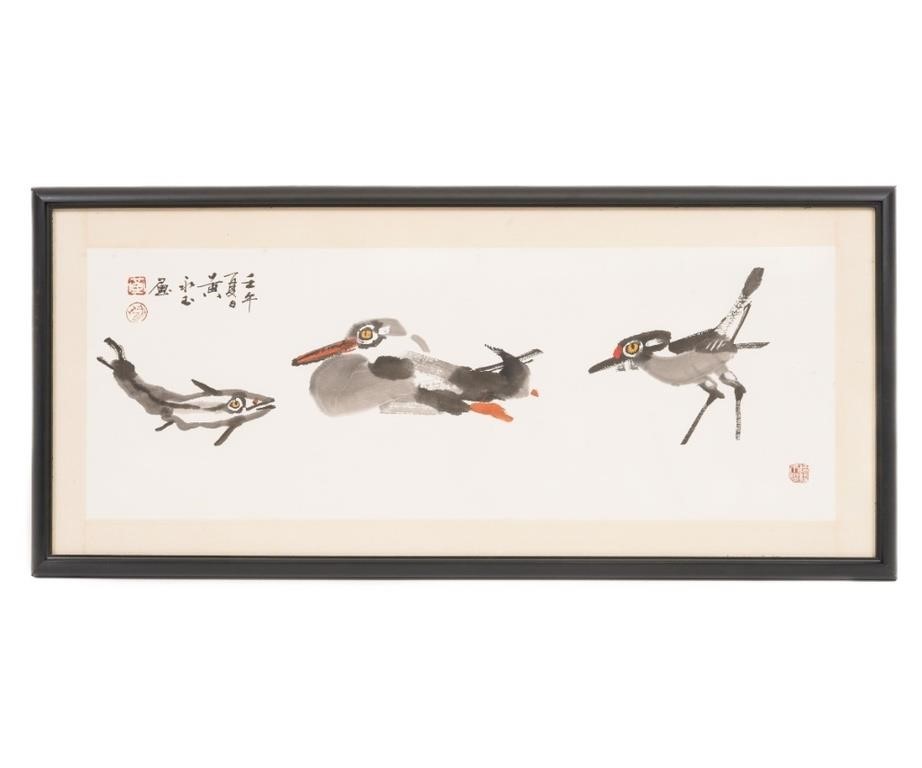 Framed Asian watercolor of a fish  2ebb18