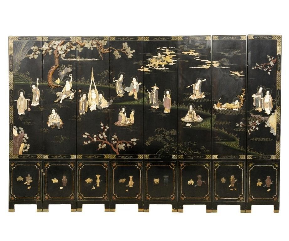Asian eight panel black lacquer 2ebb38