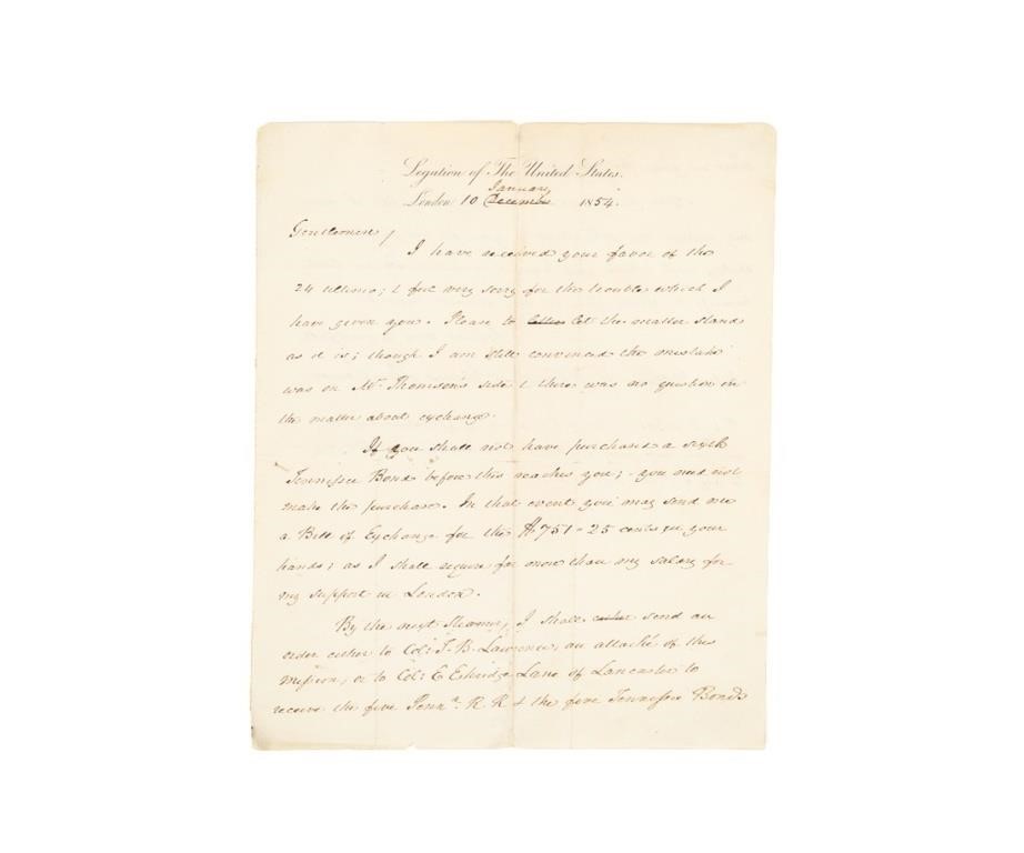 Rare James Buchanan letter with
