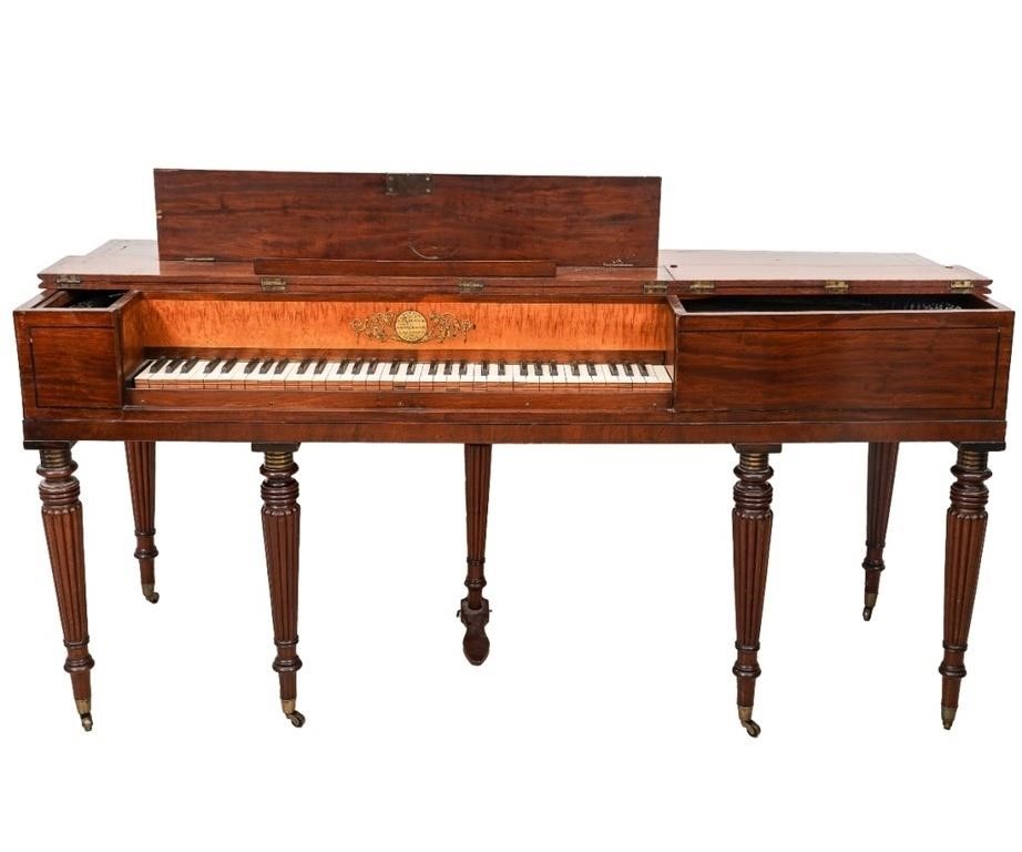 Sheraton mahogany inlaid piano