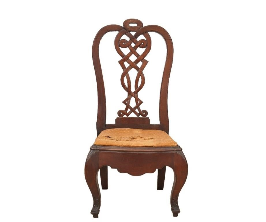 Unusual walnut youth chair, 19th