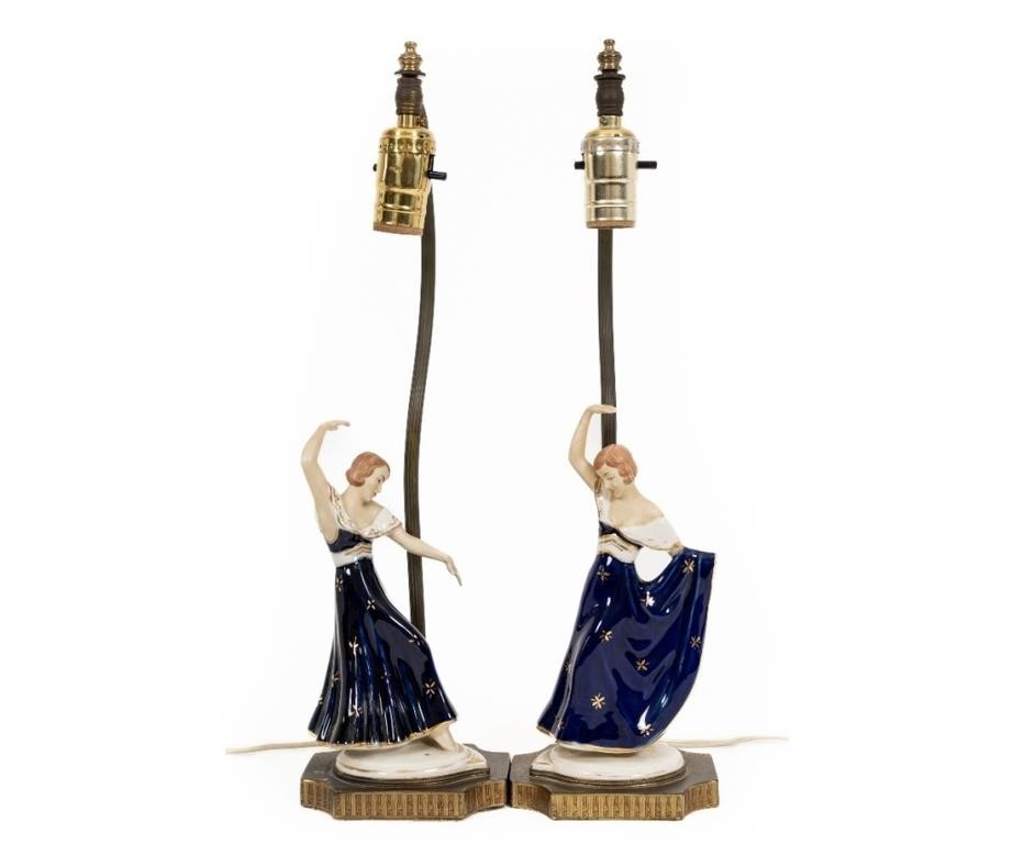 Pair of ceramic figural table lamps