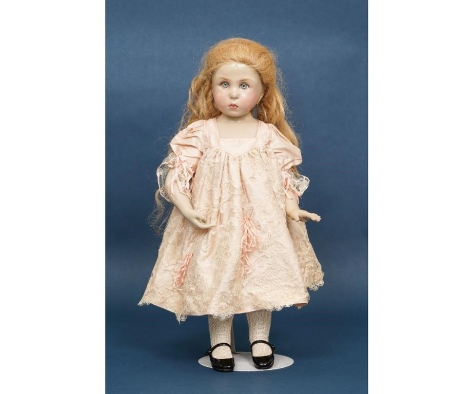 Wax over porcelain artist doll marked