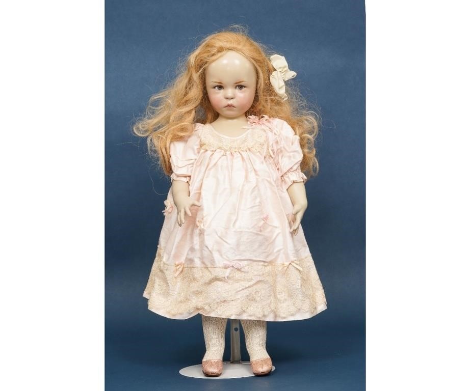 Wax over porcelain doll marked Brigitte