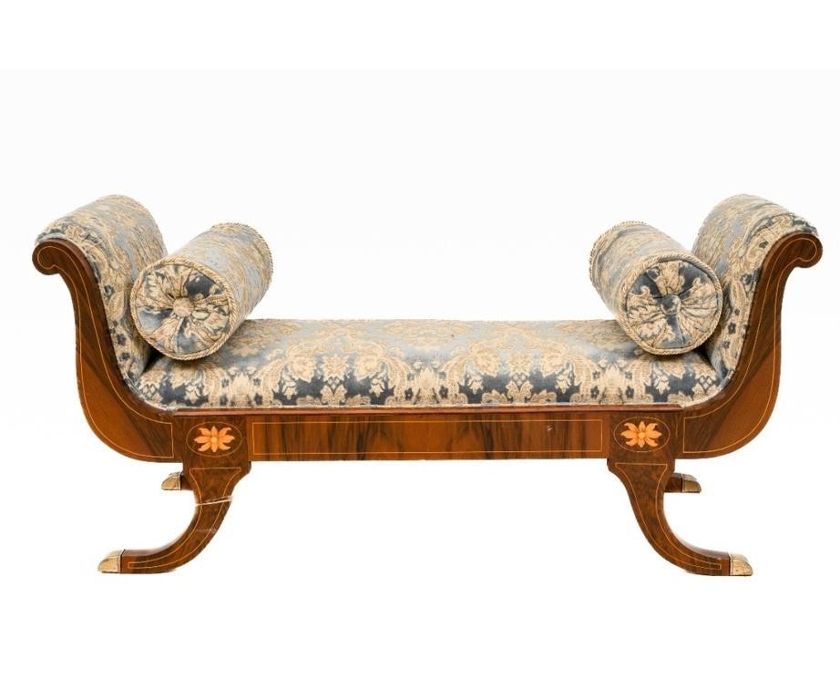 Regency style mahogany inlaid scrolled 2ebb88