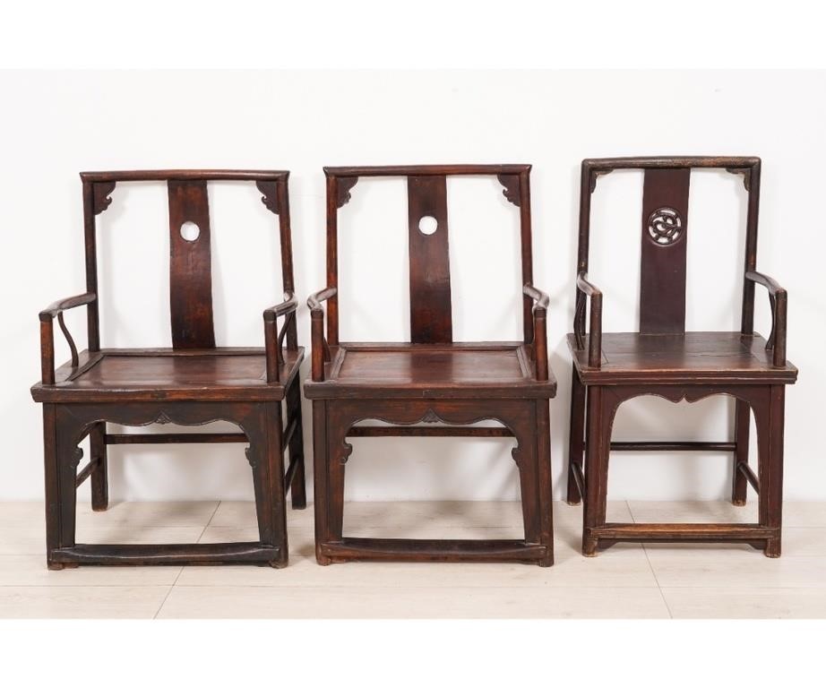 Pair of Chinese open armchairs,