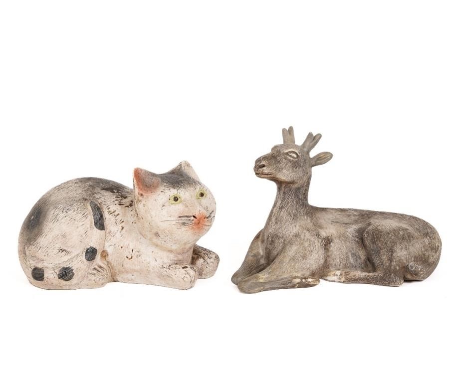 Chinese porcelain  recumbent cat,