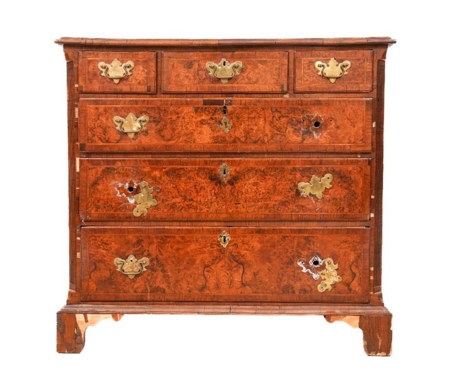 George II burl walnut inlaid chest